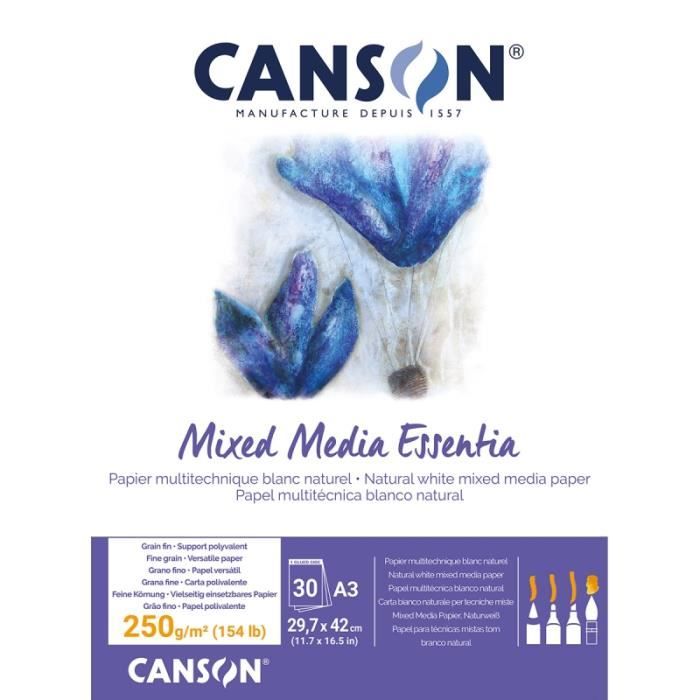 Bloc Canson Mixed Media - Essentia - A3 - 250 g - 30 feuilles