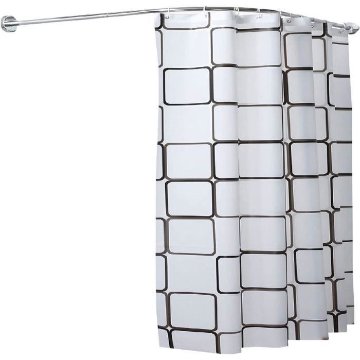 CVERTHAF Rideau de Douche Pliable avec tringles d'angle réglables pour Salle de Bain, Rideau de Douche Moderne et résistant à l'eau, Gain de Place