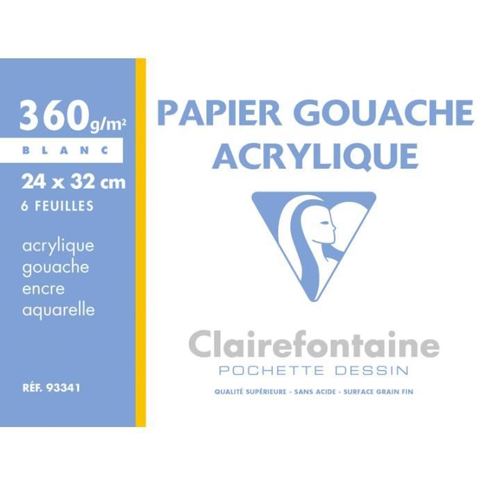Pochette gouache & acrylique 24x32 6F 360g - Achat / Vente peinture gouache  Pochette gouache & acrylique 2 - Cdiscount