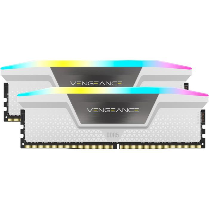 Memoire RAM CORSAIR Vengeance RGB DDR5 RAM 64Go 2x32Go 6000MHz CL30 Blanc Cdiscount Informatique