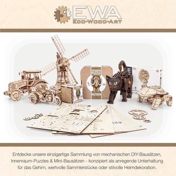 EWA Eco-Wood-Art Camion 3D Mécanique En Bois-Puzzle Pour Adultes Et Adolescents Assemblage Sans Colle 105 Pieces Belaz Mini Amz