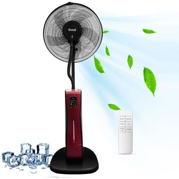 Gotoll Ventilateur sur Pied avec Télécommande Ventilateur Brumisateur 2 en 1 Rafraichisseur dair avec Roues Humidificateur - Goto