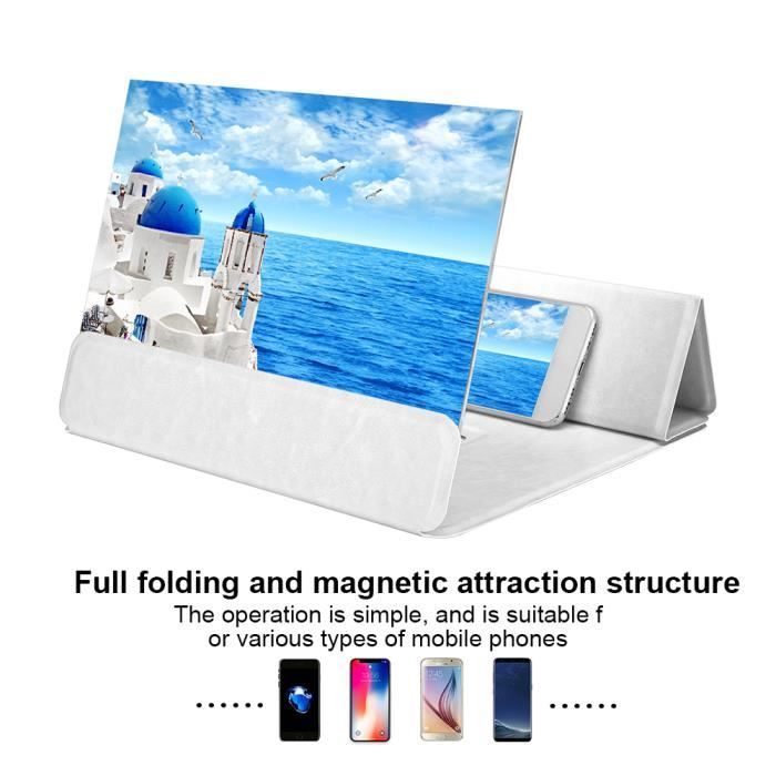 Loupe D'Écran 12 Pouces 3D Pour Smartphone - Support Pliable, Visionnage Confort, Anti Lumière Bleue