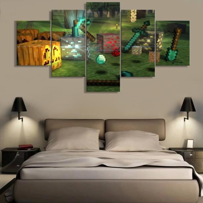 Non Encadre 5 Pieces Minecraft Jeu Peinture Pour Salon Wall Art