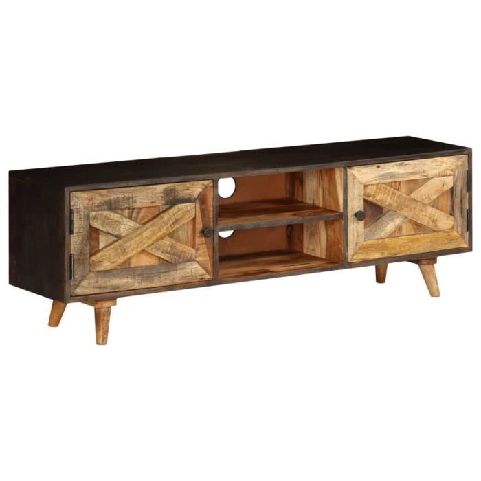 Tidyard Meuble TV Scandinave Meuble de Rangement avec 1 Compartiment et 1 Tiroir 90 x 35 x 48 cm en Ch/êne Massif