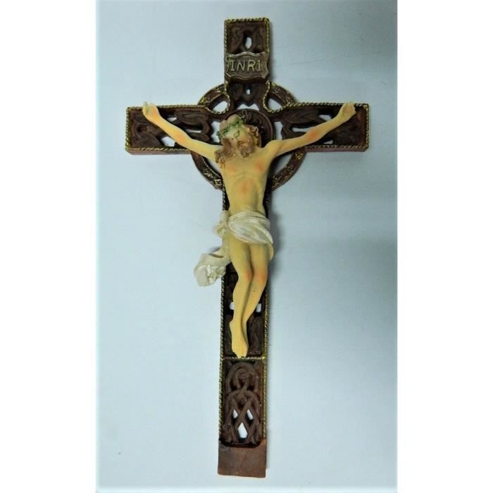 14,5 x 12 x 1,5 cm en Forme de Crucifix comme décoration ou comme Cadeau en Alliage de cuivre R.EG: Figurine Jesus Christus pour Mur ou Croix 