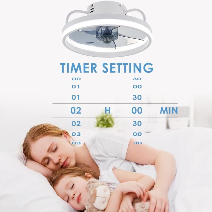Ventilateur de Plafond à LED 6 Vitesses Fan Silencieux avec Dimmable Eclairage Lampe - Lpnove