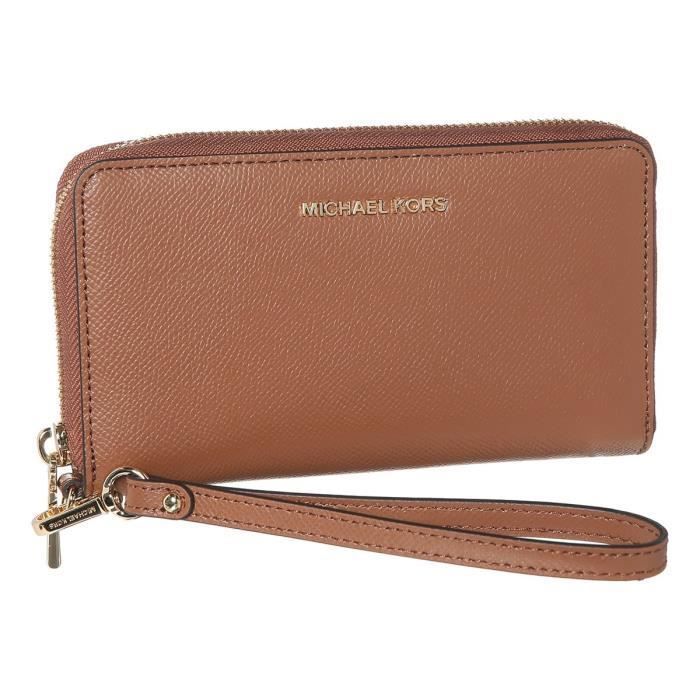 MICHAEL KORS Portefeuille en Cuir Marron Femme Marron Cdiscount Bagagerie Maroquinerie