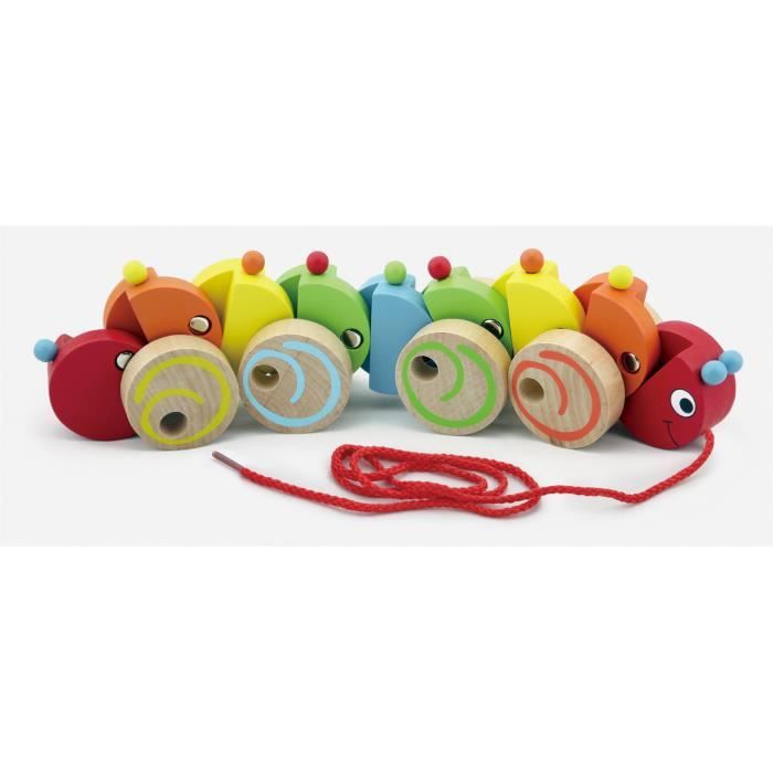 Mille Pattes Jouet A Tirer En Bois Bebe Enfant 18m Multicolore Cdiscount Jeux Jouets