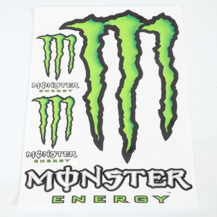 Planche de 6 autocollant stickers Monster Energy vert blanc déco moto  scooter - Cdiscount Auto