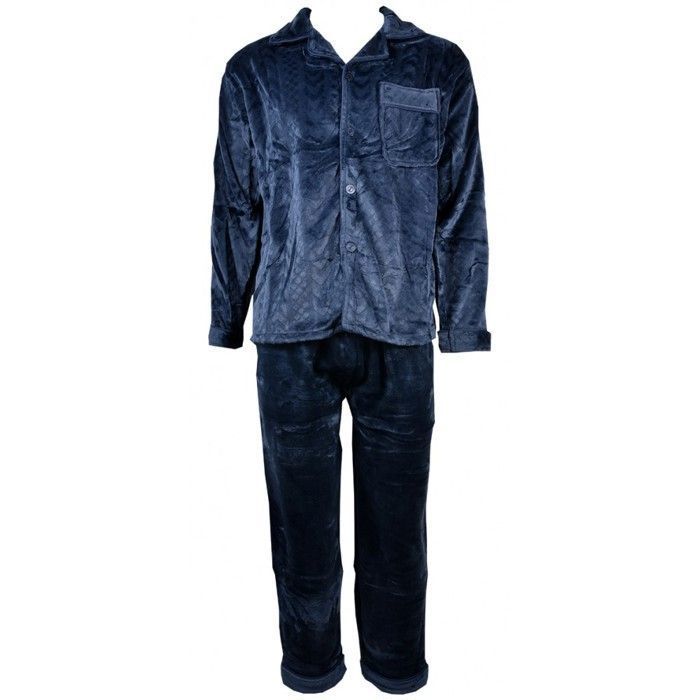Pyjama Homme POLAIRE ECO 9502 MARINE OZABI Ensemble pyjama confortable avec poche et col V boutonne 9502 marine Cdiscount Pret a Porter