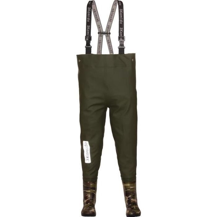 3Kamido Enfant Cuissardes de pêche 20-35 EU, Taille Ajustable, Bretelles  durables, Waders, Bottes de pêche Moro - Camouflage / vert