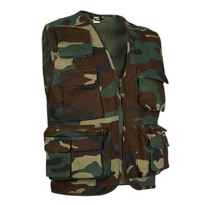 Gilet Sans Manches Camouflage Multi-poches Style Reporter - Taille 2XL Homme | Neuf étiqueté