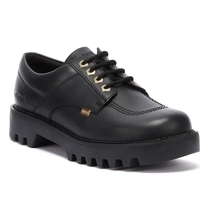 Derby Chaussures en cuir noir pour femme Kickers Kizziie Semelle epaisse 3 6 cm Taille EU 41 Noir Cdiscount Chaussures