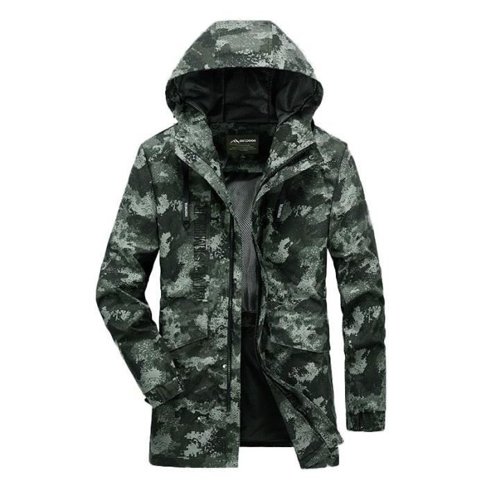 Parka Camouflage Homme Mi Longue Capuche Veste Zippee Fashion