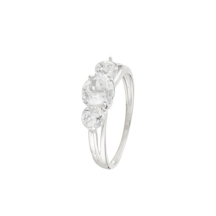 Bague « Les Exquises » Guérin Joaillerie - Or Blanc Et Topaze Blanche - Taille 54, Occasion