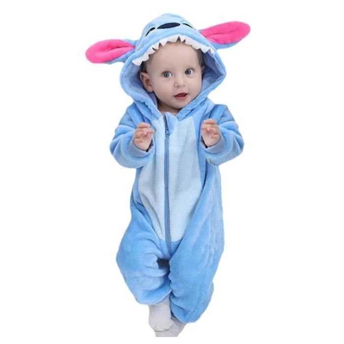 Pyjama Ensemble de Pyjama Dors Bien Enfant Bébé Combinaison Hiver Forme Animal Déguisement Stitch Bleu 19-24mois 