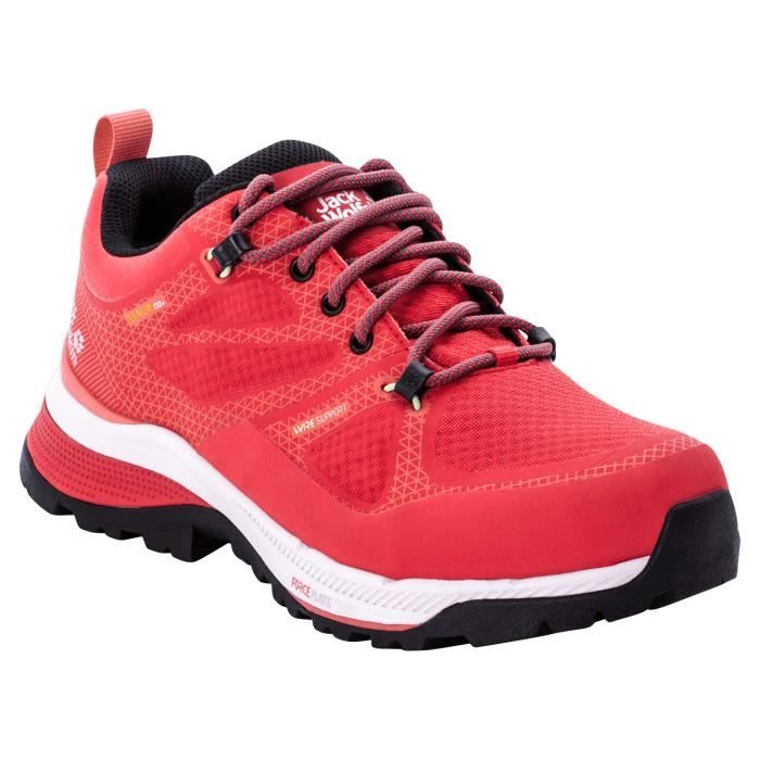 chaussures de marche de randonnée femme jack wolfskin force striker texapore low - pink/grey - 39