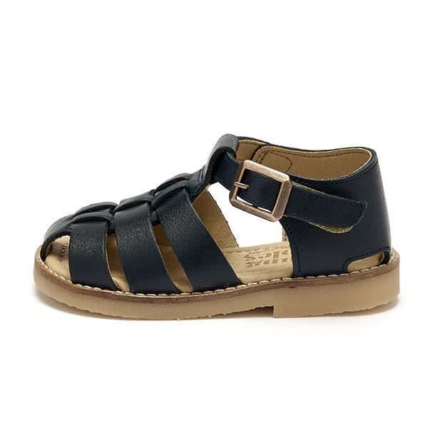 Sandales fille en cuir marron et bleu marine - black iris | TAO Kids by Tape à l'œil