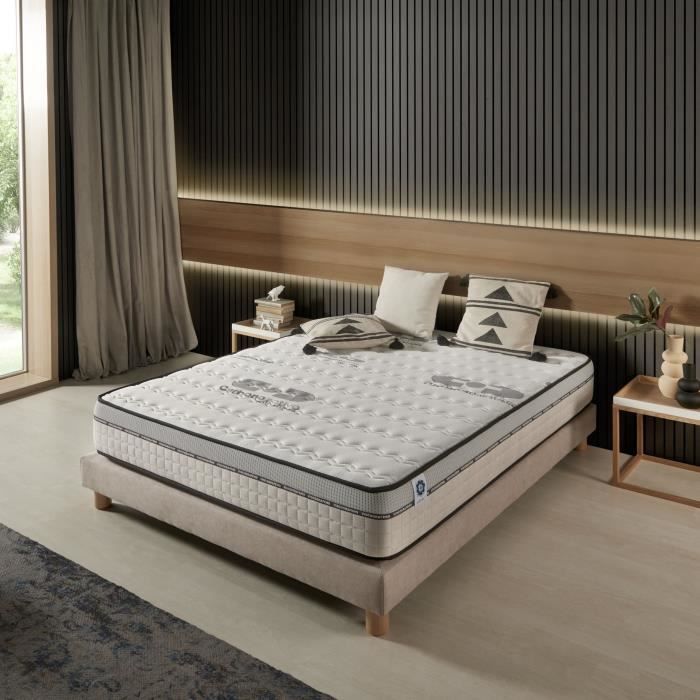 Matelas Mousse Mémoire de Forme HR Blue Latex Hypoallergénique 160x200 cm - Naturalex - Visco-Carbone - 7 Zones Matelas Mousse Mémoire de Forme HR Blue Latex Hypoallergénique 160x200 cm - Naturalex - Visco-Carbone - 7 Zones