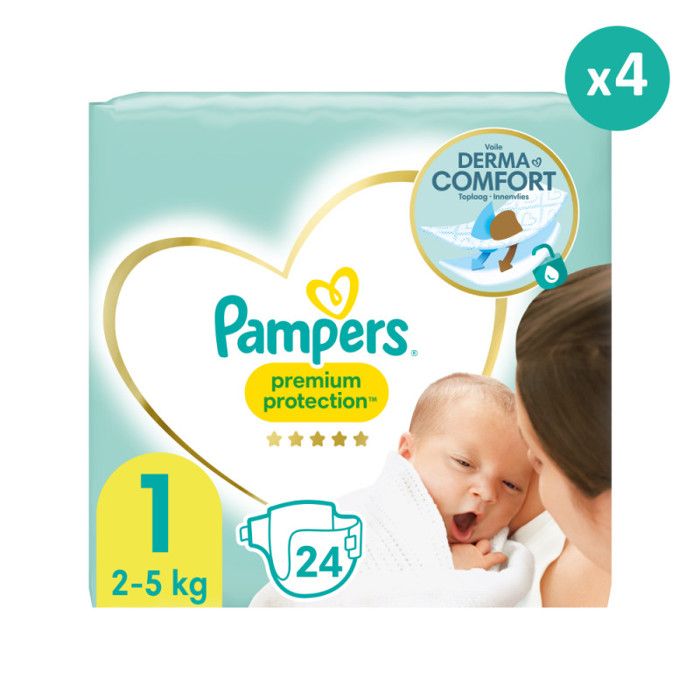 Lot de 96 Couches Pampers Taille 1 Premium Protection 2 5 kg Pack de