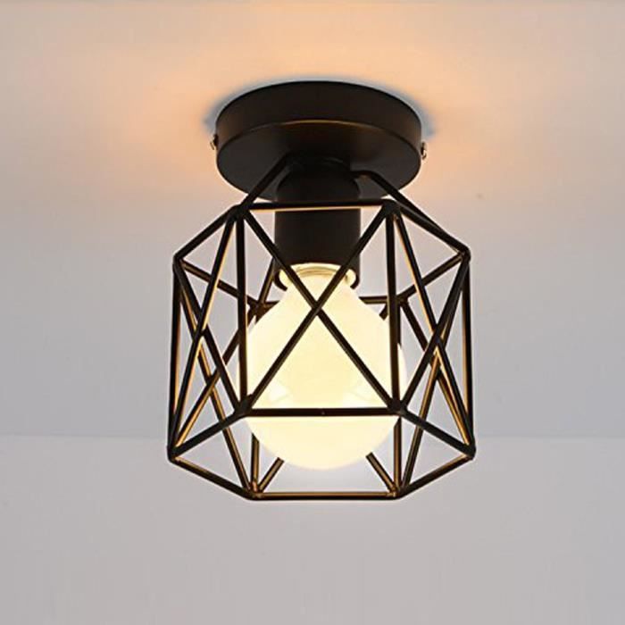 Plafonnier Industrielle Cage Carré en Métal Fer Retro Lustre suspension luminaire pour couloir,entrée,allée, porche, chambre, sous s