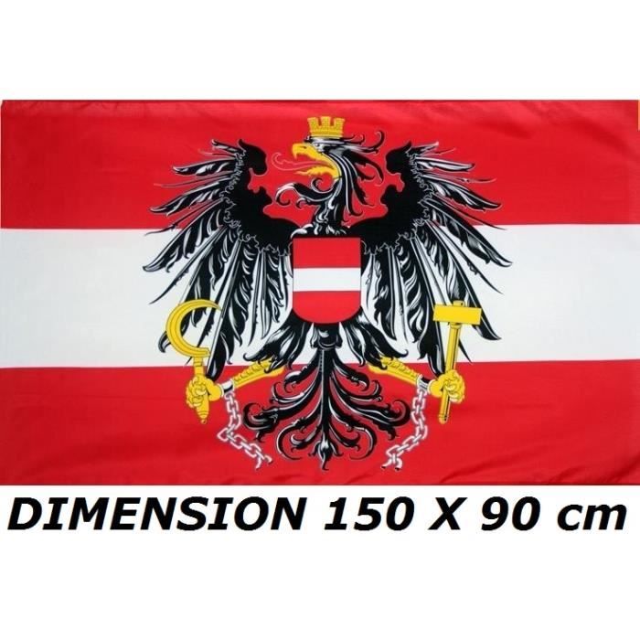 DRAPEAU AUTRICHIEN 90 x 150 cm Polyester Aigle DRAPEAU AUTRICHE AVEC AIGLE 150x90cm 
