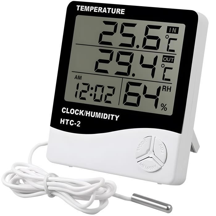 Retoo Thermomètre avec sonde extérieure, heure, thermomètre intérieur  extérieur, hygromètre intérieur, hydromètre d'humidité, thermomètre  intérieur