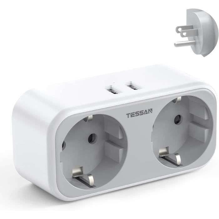 Adaptateur Prise USA 5 En 1 - Prise France Vers USA/Canada/Mexique, Avec 3 USB-A Et 1 USB-C, Type B