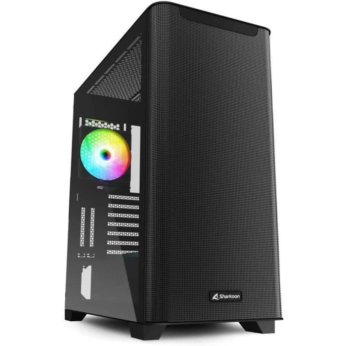 Boîtier moyen tour ATX SHARKOON M30 RGB – Noir mat – Refroidissement par air ou par eau – Contrôleur RVB