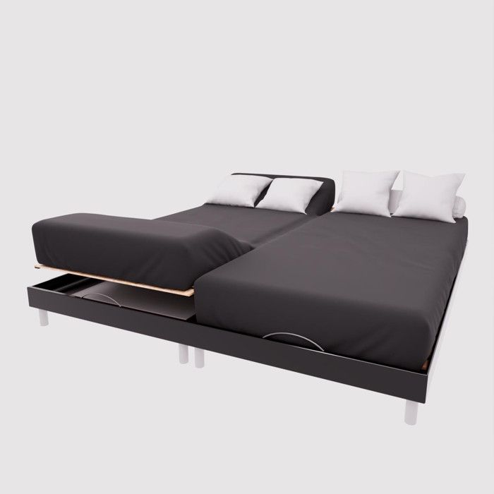 Drap housse TPR en coton 57 fils 2x80x200 cm UNI noir par Soleil dOcre