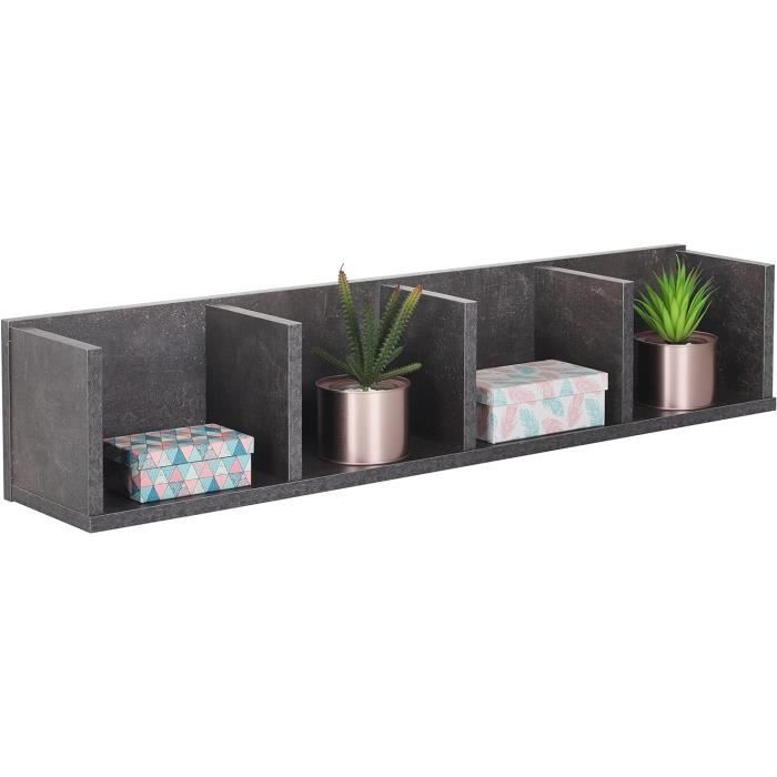 Étagère Murale Flottante RICOO - 45x8x19 Cm, Grise, En Aggloméré, Pour Rangement Salon, Bureau, Chambre