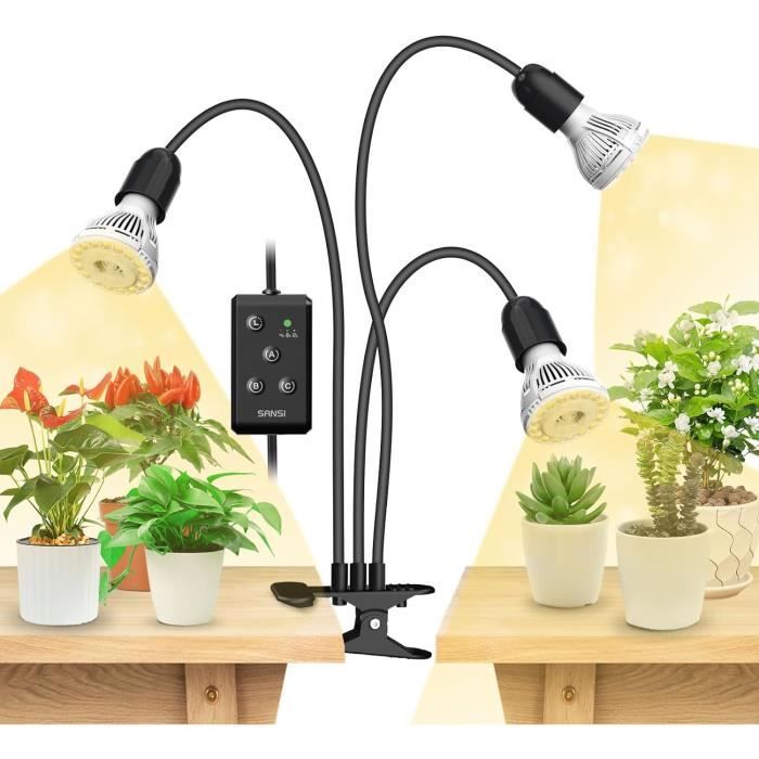 Lampe Plante Lampe Horticole SANSI 10W LED - Spectre Complet Dimmable Avec Minuterie - Pour Plantes D'Intérieur Lampe Intérieur Jardinage