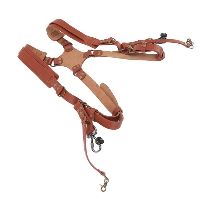 Harnais Double épaule En Cuir Pour Deux Appareils Photo – Sangle Porte-caméra Tan (neuf)