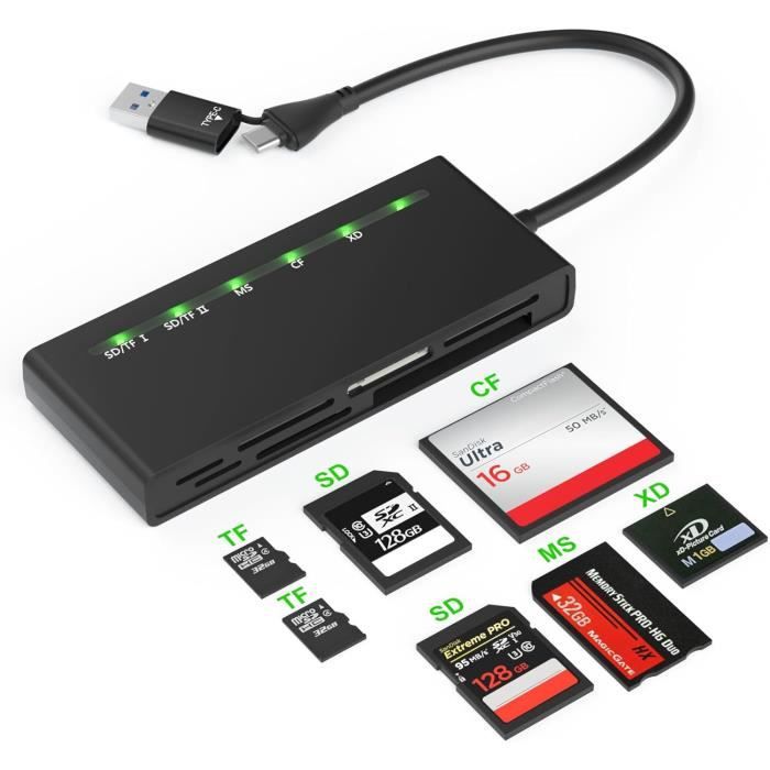 Lecteur Carte Xd, 7 En 2 Lecteur Carte Sd Cf Usb C&Usb 3.0 Pour Carte