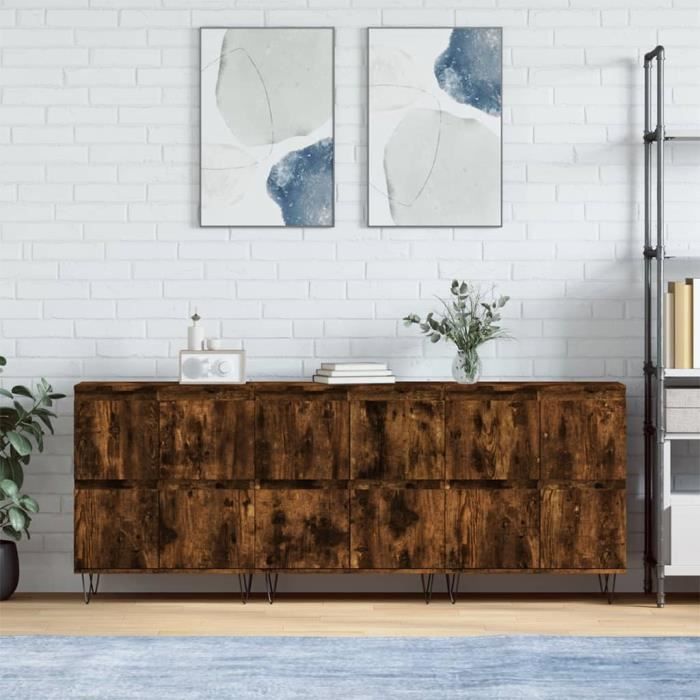 vidaXL Buffets 3 pcs Chêne fumé Bois dingénierie 3190202