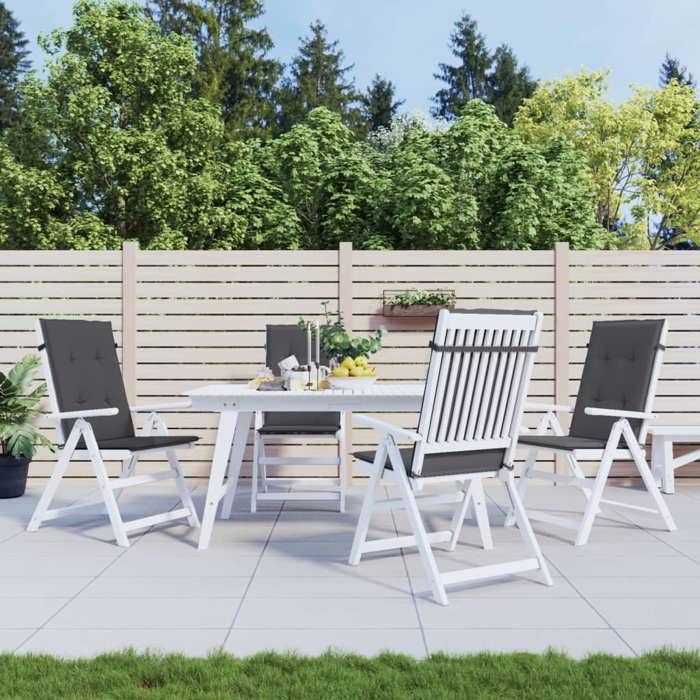 vidaXL Coussins de chaise de jardin à dossier haut lot de 4 anthracite 43178