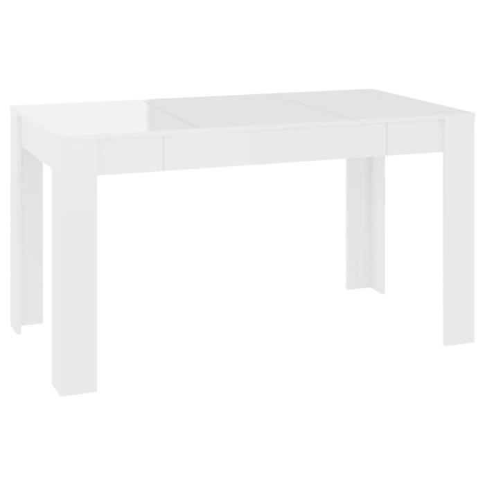 lessaisons table de salle à manger blanc brillant 140x74,5x76 cm aggloméré 117221