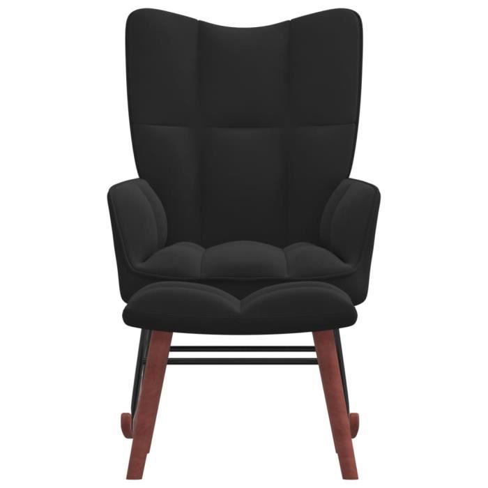 rho - fauteuils à bascule - chaise à bascule avec repose-pied noir velours - yos7734920260413