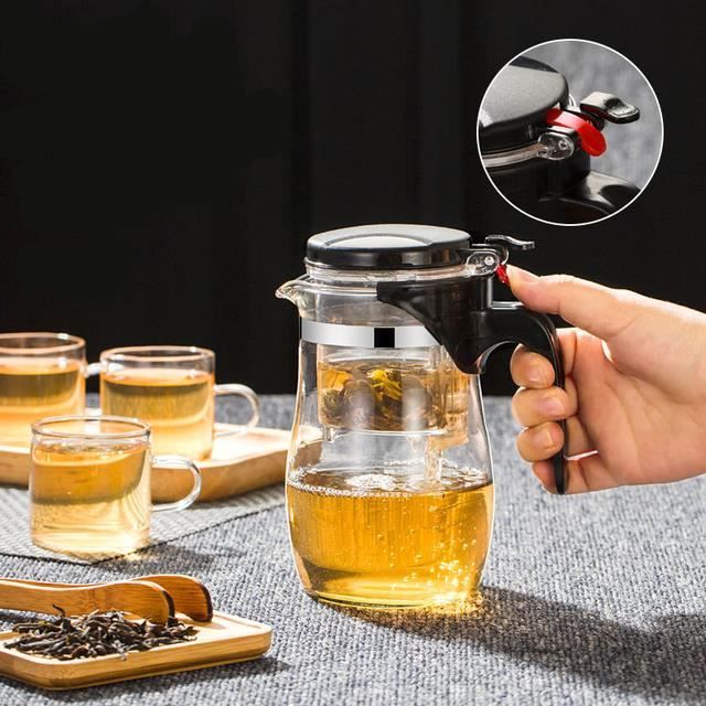 Théière Vivalto Noire Transparente 600 Ml Avec Piston - Infusez Votre Thé Avec Élégance Et Précision