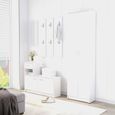 Armoire de chambre Garde-robe - Blanc brillant - 55x25x189 cm - 5 compartiments-1