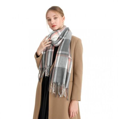 Écharpe Femme Carreaux - Longueur 200 Cm, Douce Et Chaude - Châle Avec Franges, Cadeau Idéal Pour Noël
