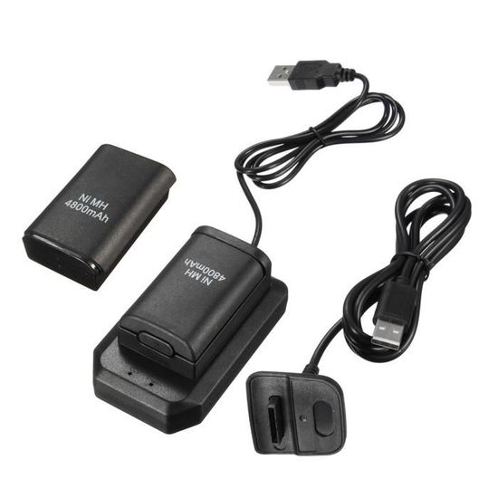 Accessoire pour manette Hobby Tech Batterie manette Xbox 4800 mah +  Chargeur manette sans fil XBOX 360 Noir HobbyTech
