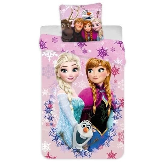 E 135 x 200 CHRN Disney Housse de couette motif dessin anim/é La Reine des neiges 2//3 pi/èces Olaf Anna Elsa Kristoff Imprim/é Rose pour enfants adultes D/écoration de No/ël