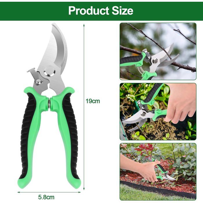 Sécateur de jardin, ciseaux antidérapants avec poignée verrouillable