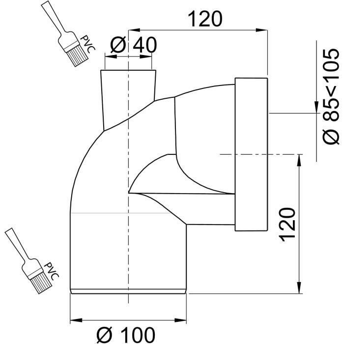 Pipe Coudée Pour WC - Diamètre 100 Mm, Piquage Femelle 40 Mm, PVC Blanc - Nicoll CWP40, Raccord Sanitaire