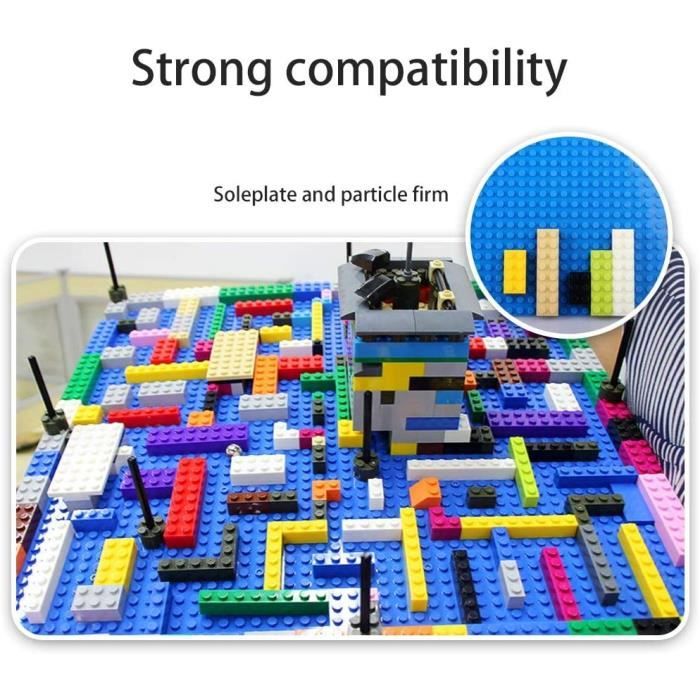 Ensemble de modules de 6 pièces, Compatible avec Le Plus de Marques, 25 x  25 cm,Plaque de Base Blanche, Noire et Grise, Compatible avec des Blocs  Lego