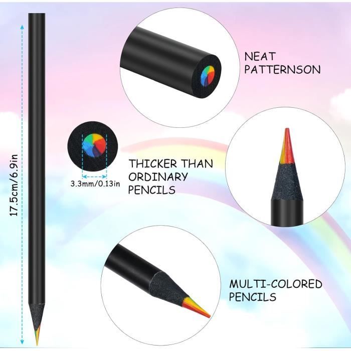 Crayon de couleur Arc en ciel à mine multicolore - cadeau fête enfants