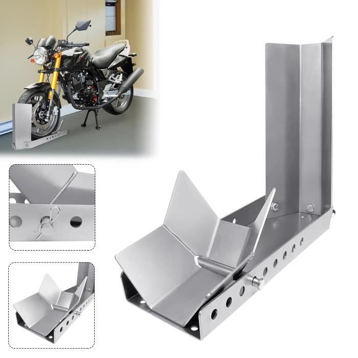 Rail Aide Chargement Moto HENGMEI Support Roue Avant Remorque Rampe Chargement Moto - Support Roue Avant Réglable 8-24 Pouces Support Moto Acier