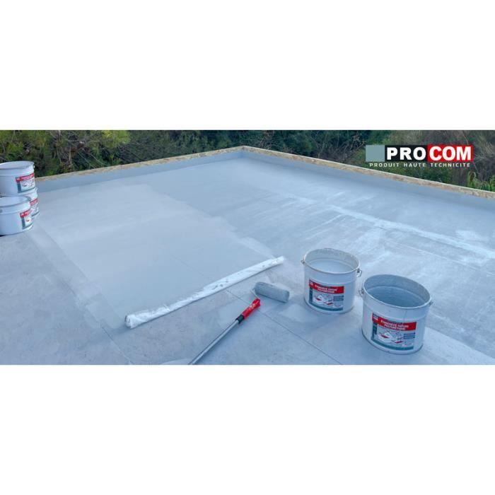 Étanchéité toit terrasse, toit plat, résine polyuréthane PROCOM Blanc - 3.5  Kg - Cdiscount Bricolage